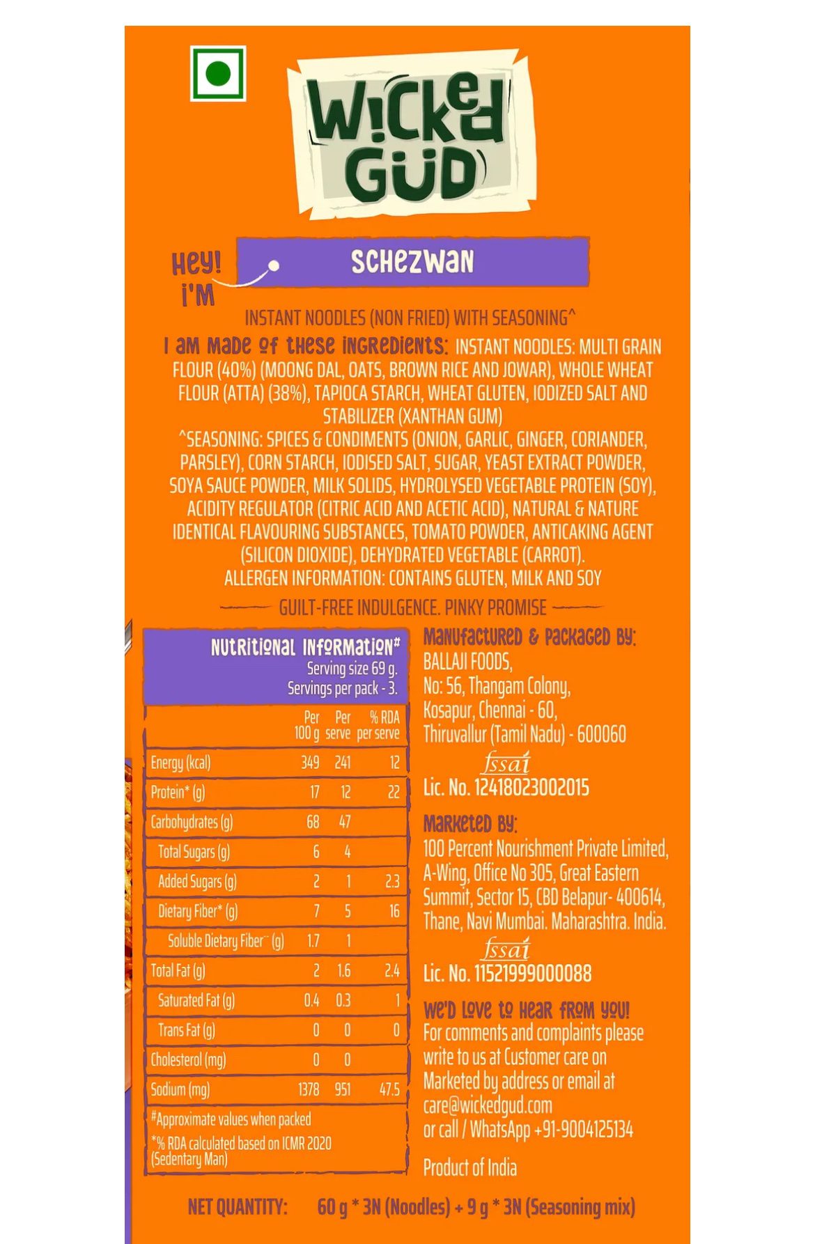 Wickedgud Schezwan Instant Noodles -180G
