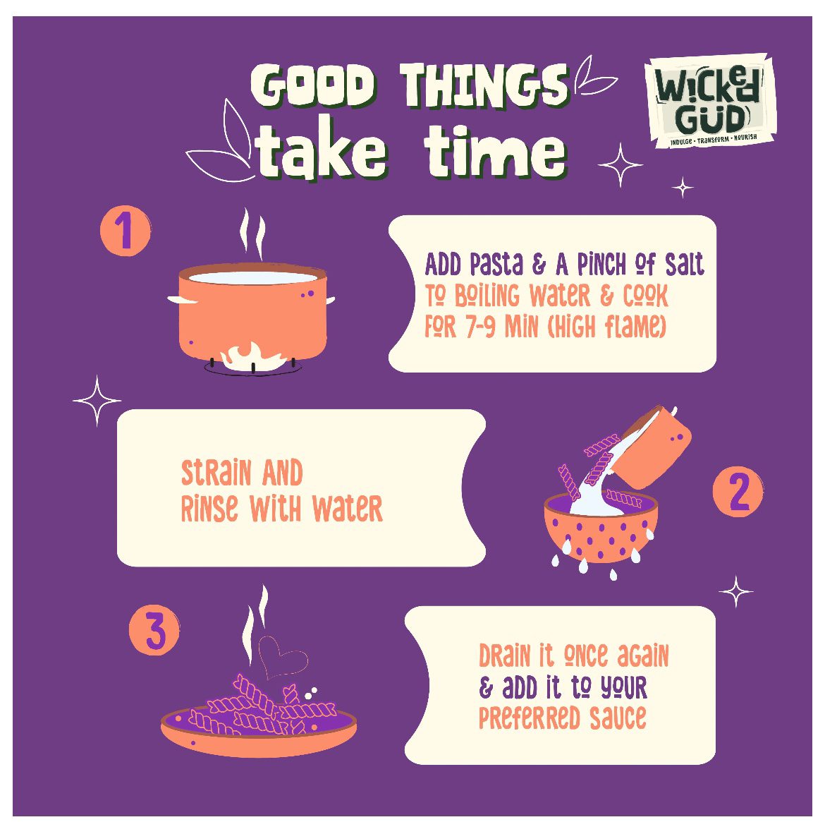Wickedgud Fusilli Pasta Made with Durum Wheat -400 g