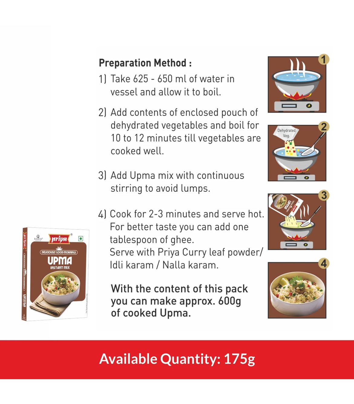 Priya Instant Upma Mix - 175 G