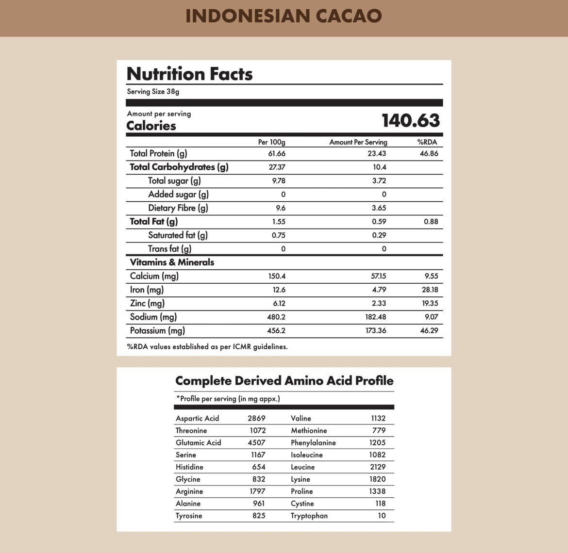 Cosmix No-Nonsense Plant Protein / 
24g Protein/Serve | Indonesian Cacao - 500G
