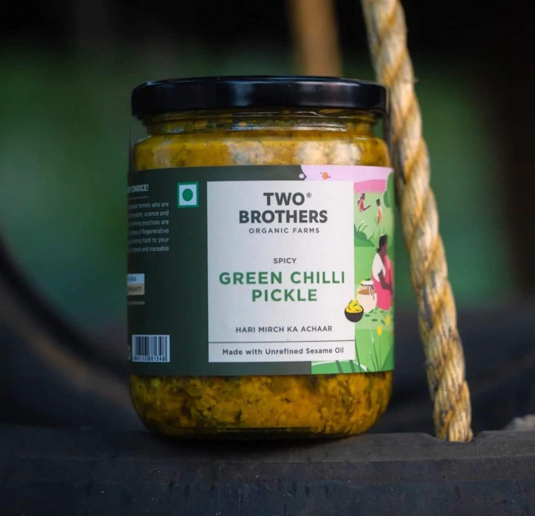 Two Brothers Organic Farms Spicy Green Chilly Pickle 300 -G
