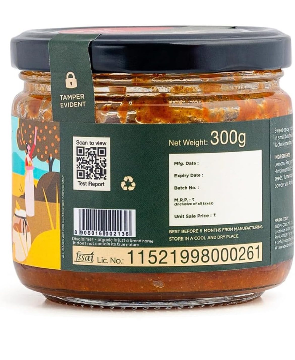 Two Brothers Organic Farms Lemon Pickle Sweet and Sour 300 G