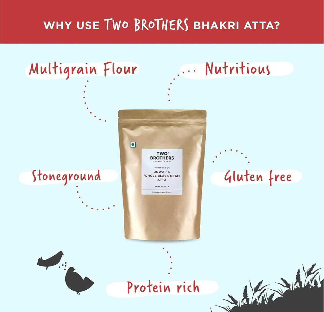 Two Brothers Organic Farms MULTIGRAIN FLOUR - JOWAR &amp; WHOLE BLACK GRAM - 1 KG