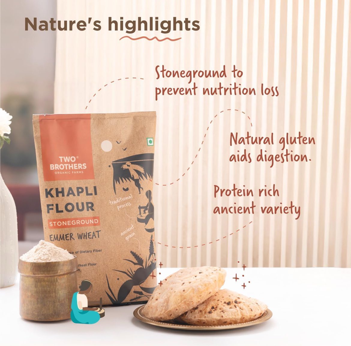 Two Brothers Organic Farms - Khapli Wheat Flour (1 kg)