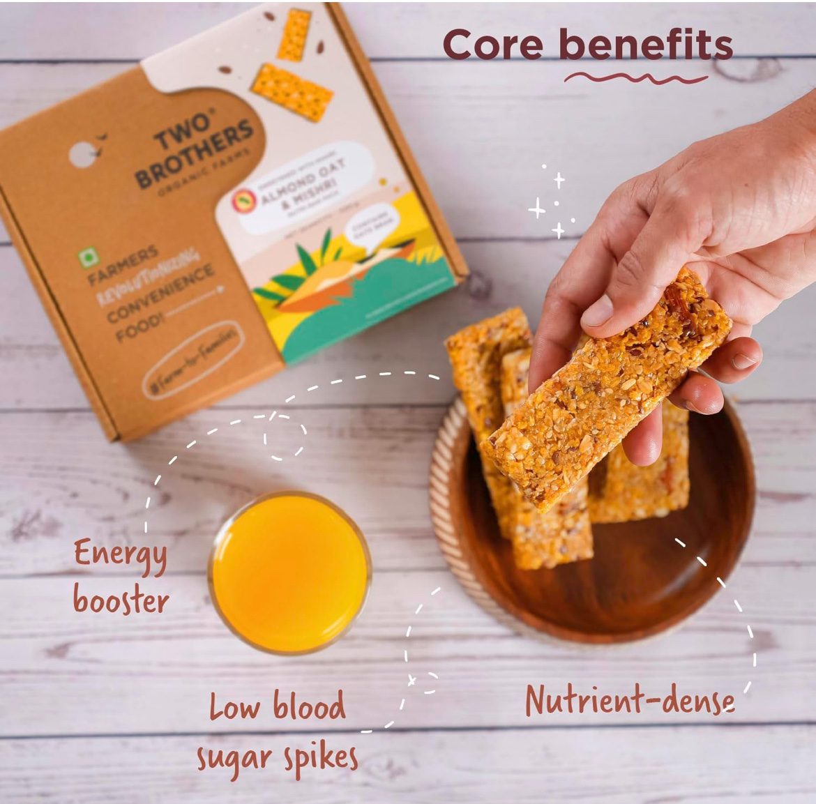 TWO BROTHERS ORGANIC FARMS ALMOND OAT &amp; MISHRI NUTRI-BAR PACK - 9 BARS