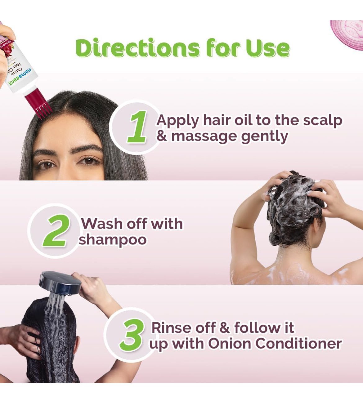 Mamaearth Anti Hair Fall Spa Range Hair Care Set: Onion Shampoo 250 ml + Onion Conditioner 250 ml + Onion Hair Oil 150 ml