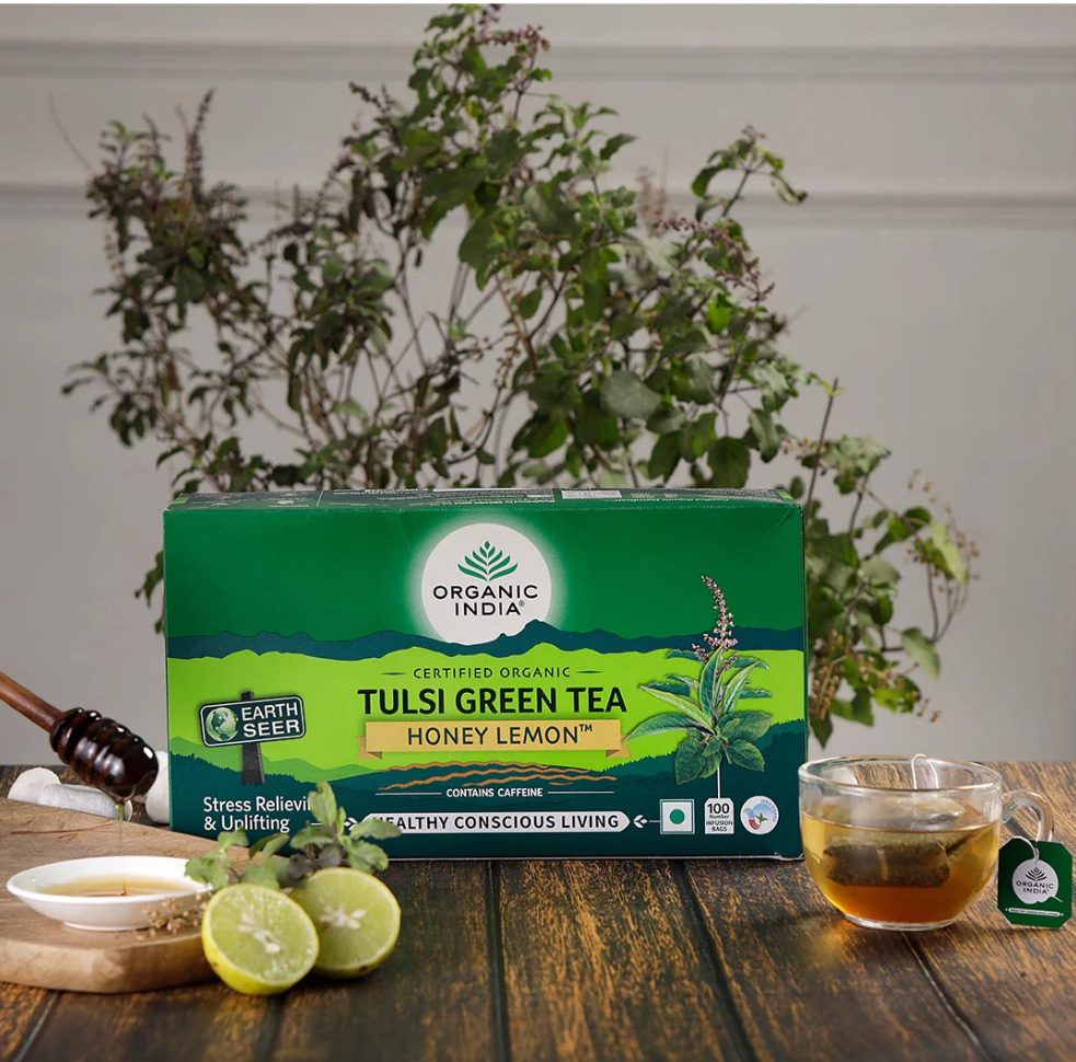 Organic India Tulsi Green Tea Honey Lemon 100 Teabags