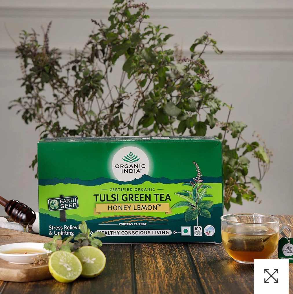 Organic India Tulsi Green Tea Honey Lemon 100 Teabags