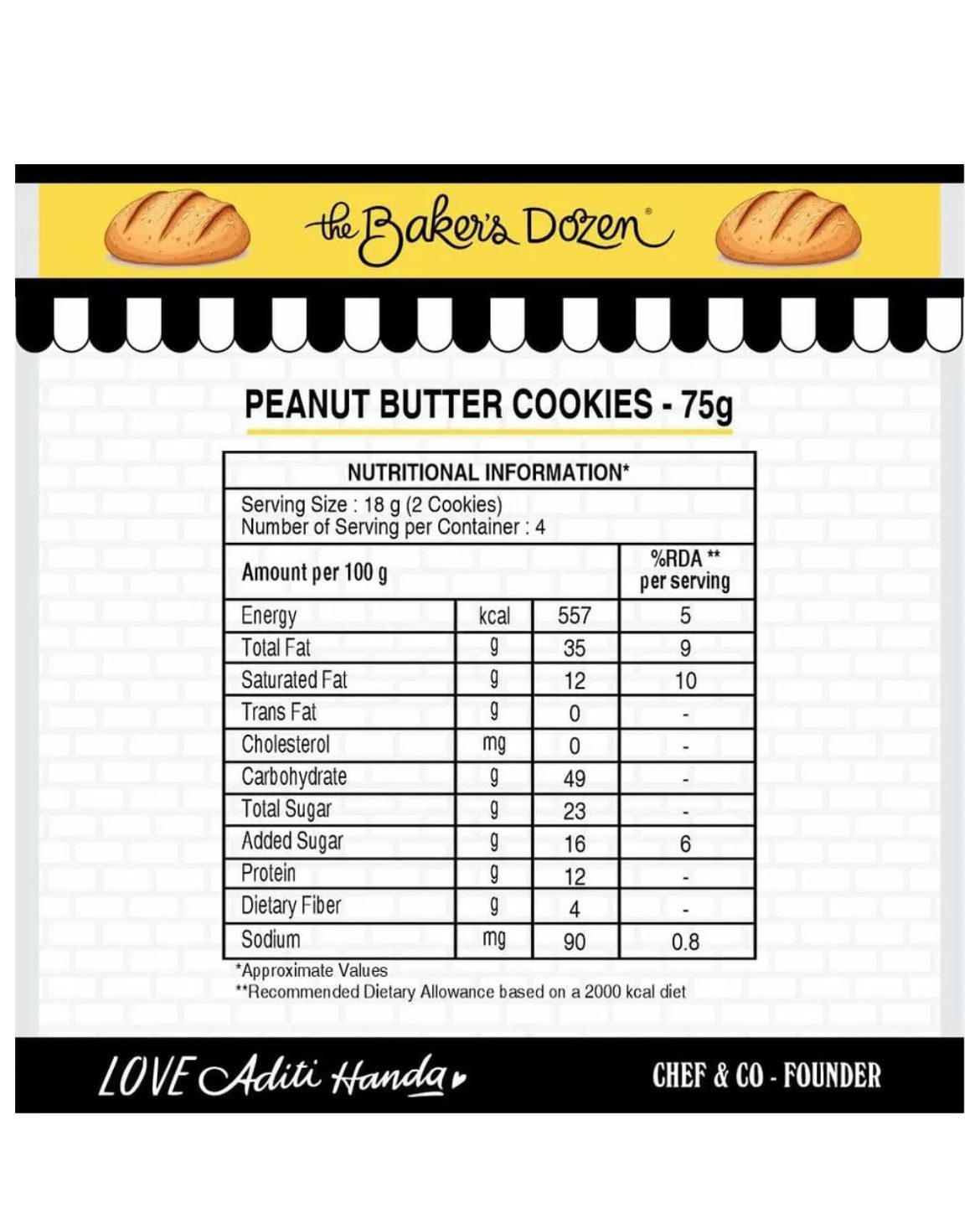 Bakers Dozen High Protein Peanut Butter Cookies- 75 G