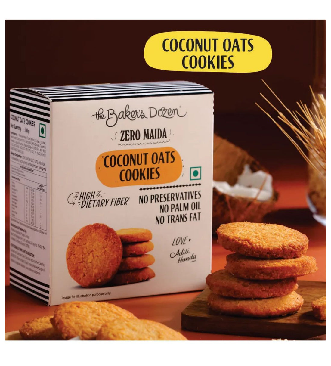 Baker’s Dozen Coconut Oats Cookies -80G [Pack of 2]