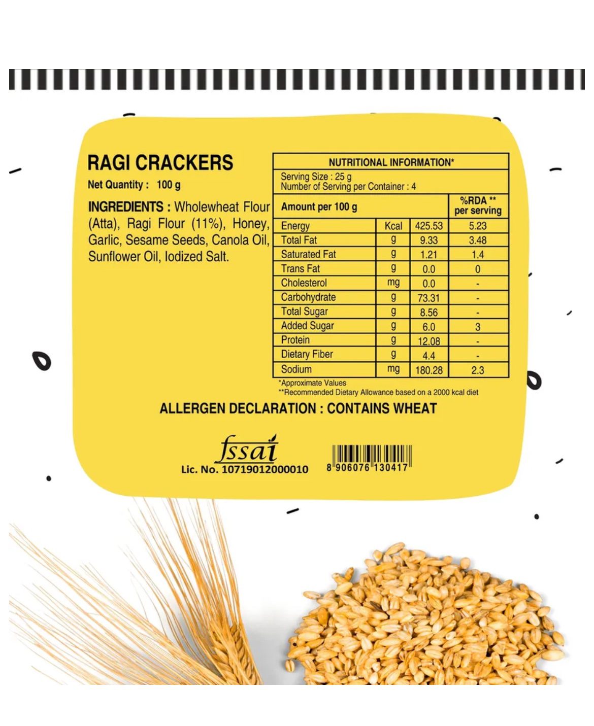 Bakers Dozen Ragi Crackers - 100 G