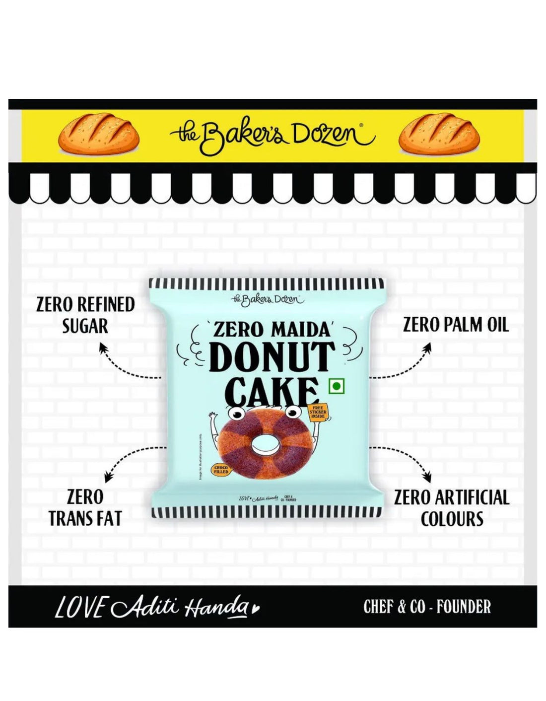 Baker's Dozen Zero Maida Donut Cake -42g [ Pack of 2]