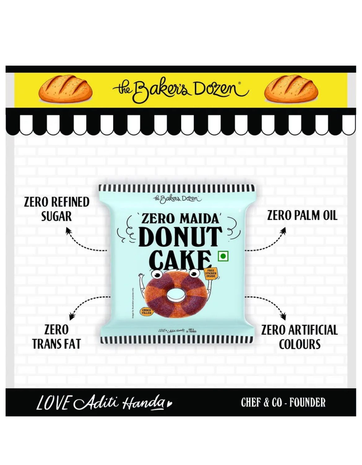 Baker's Dozen Zero Maida Donut Cake -42g [ Pack of 2]