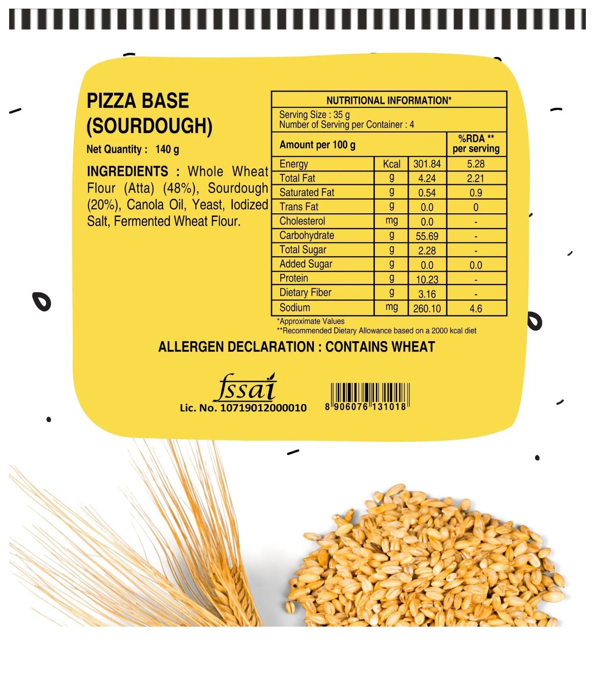 Baker's Dozen Zero Maida Pizza Base - 140G [Pack Of 2]