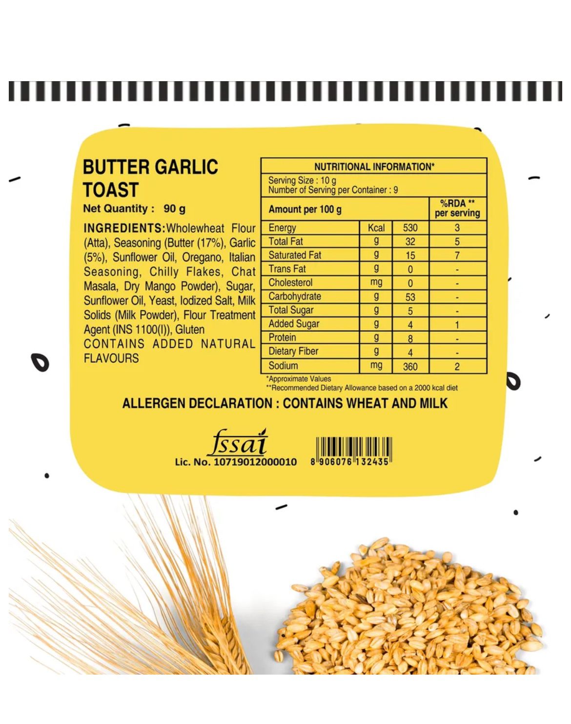 Baker's Dozen Zero Maida Butter Garlic Toast - 90G