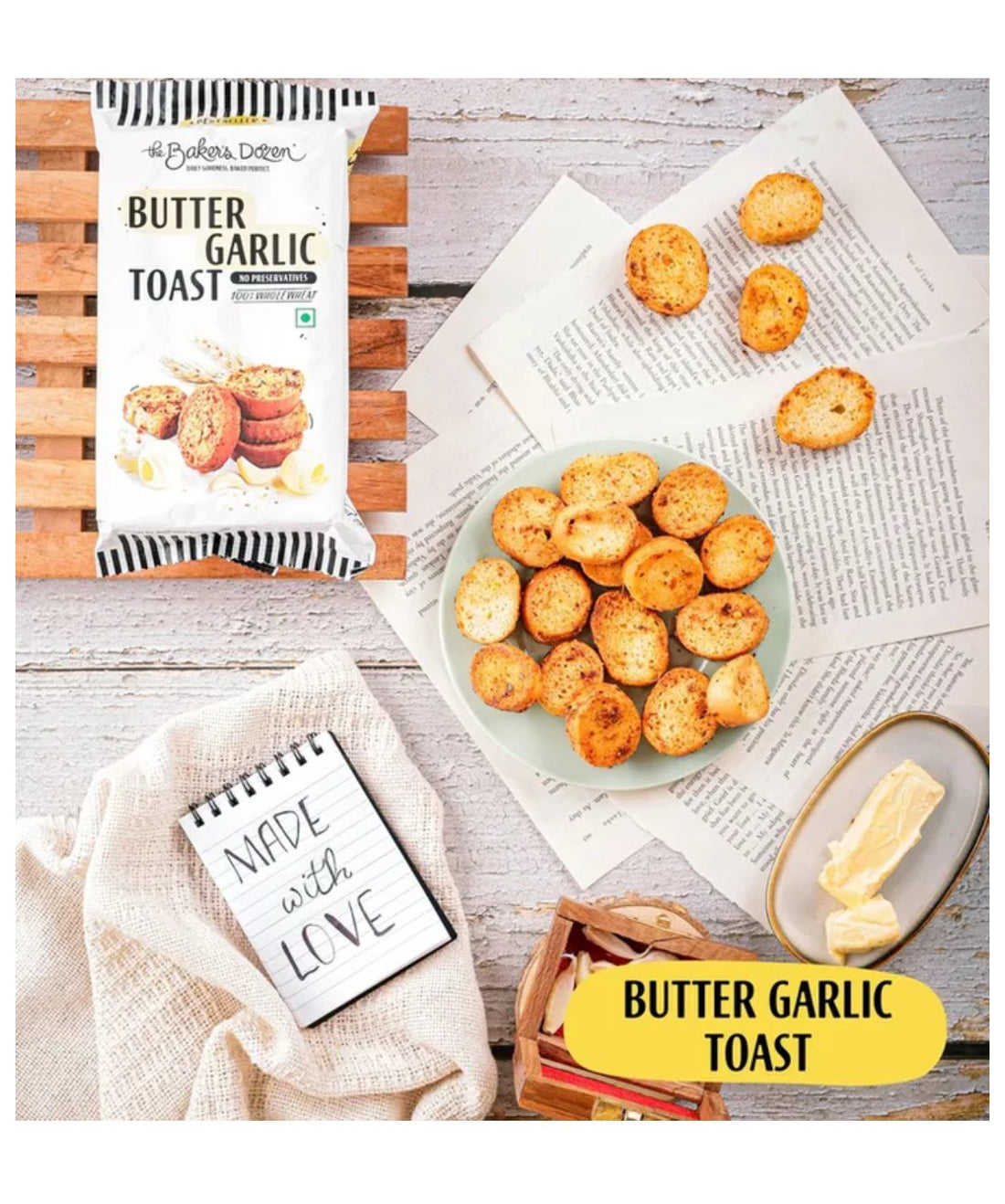 Baker's Dozen Zero Maida Butter Garlic Toast - 90G