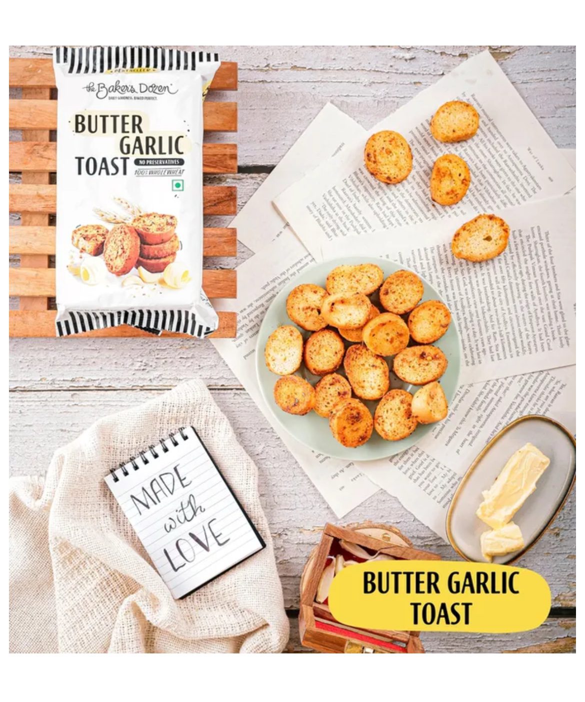 Baker's Dozen Zero Maida Butter Garlic Toast - 90G