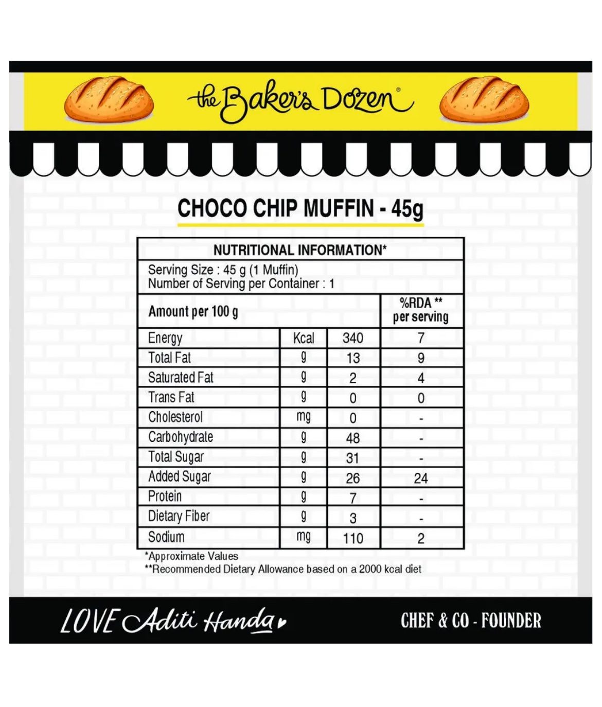 Baker's Dozen Chocochip Muffin - 45g [ pack of 2 ]
