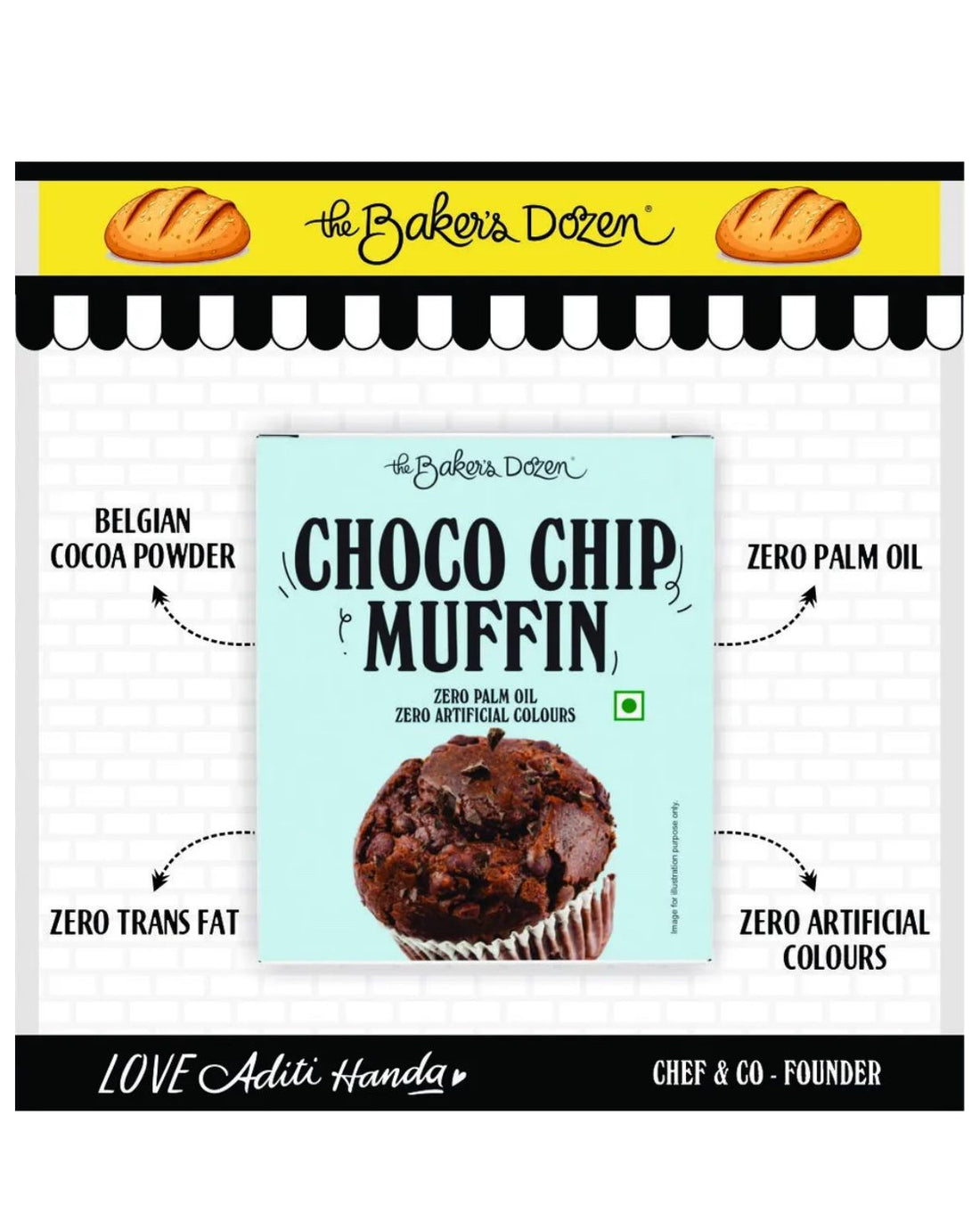 Baker's Dozen Chocochip Muffin - 45g [ pack of 2 ]
