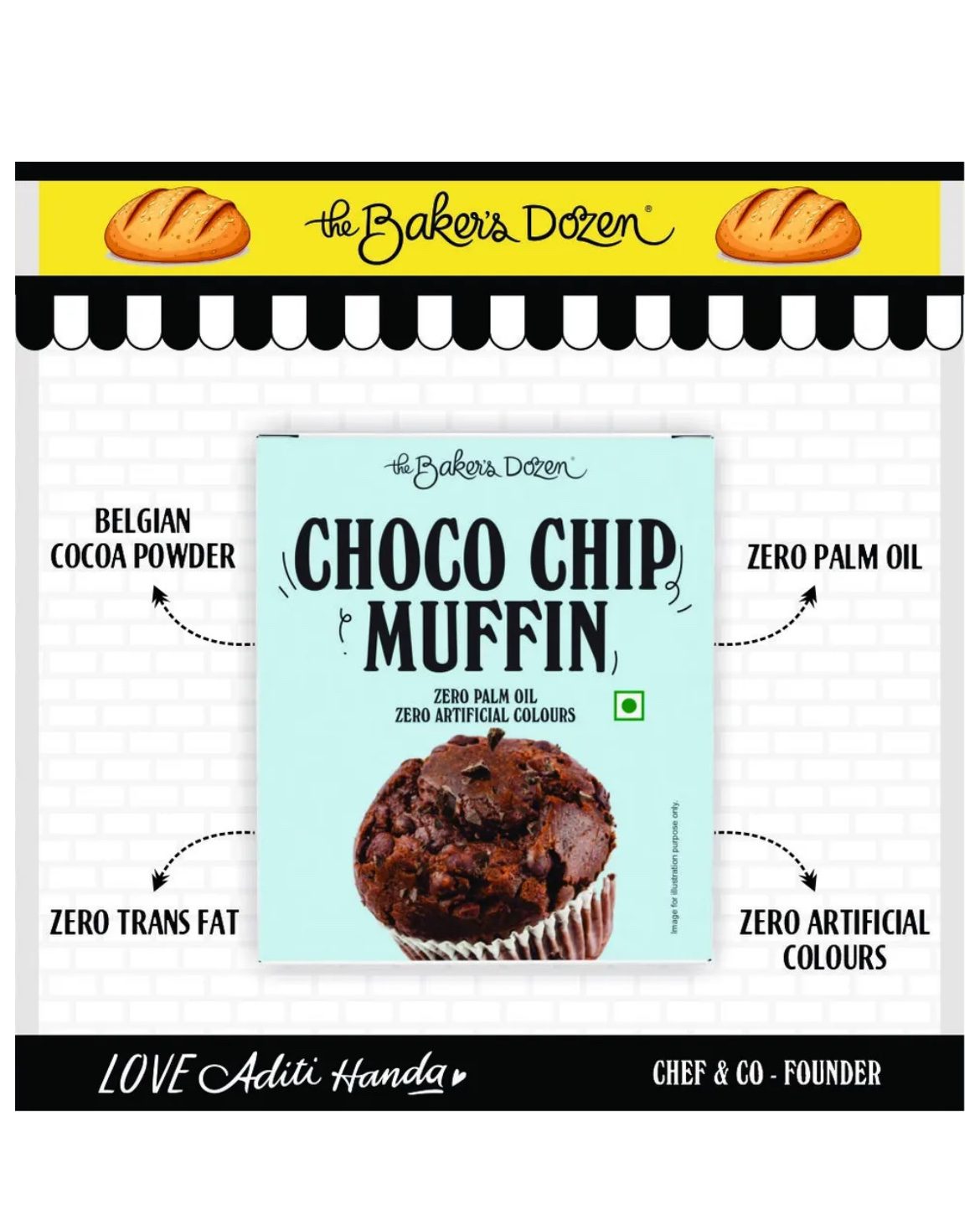 Baker's Dozen Chocochip Muffin - 45g [ pack of 2 ]