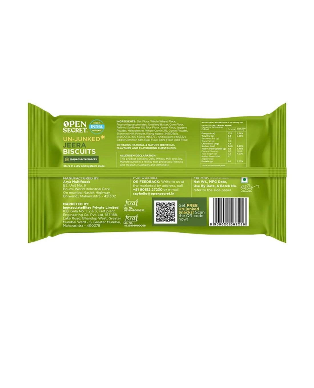 Open Secret Zero Maida Jeera Millet Biscuits-40g [pack of 2 ]