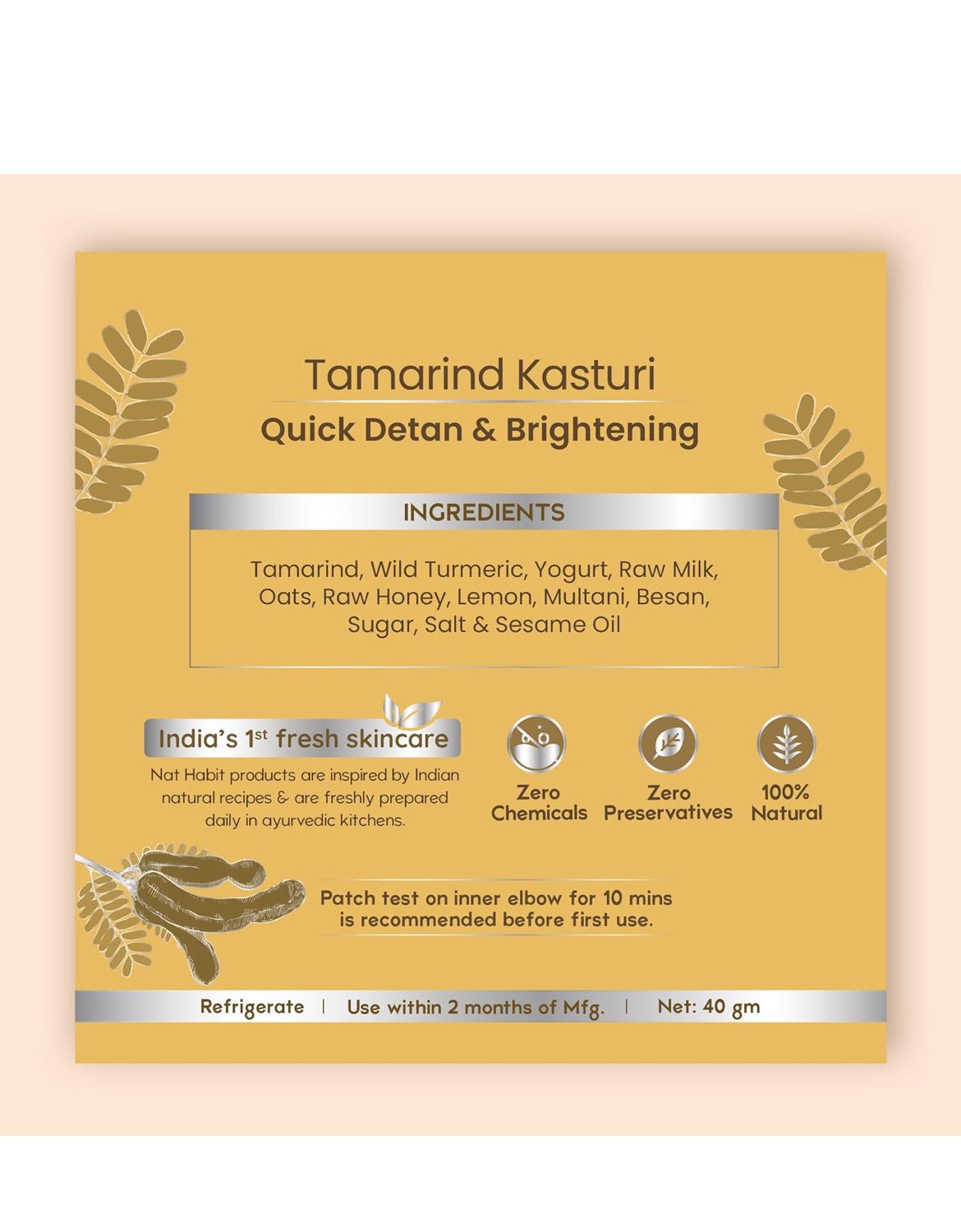 Nat Habit Fresh Tamarind Kasturi Ksheer Lepa Face Mask For Quick Detan &amp; Brightening - (40g of Each, Pack of 2)