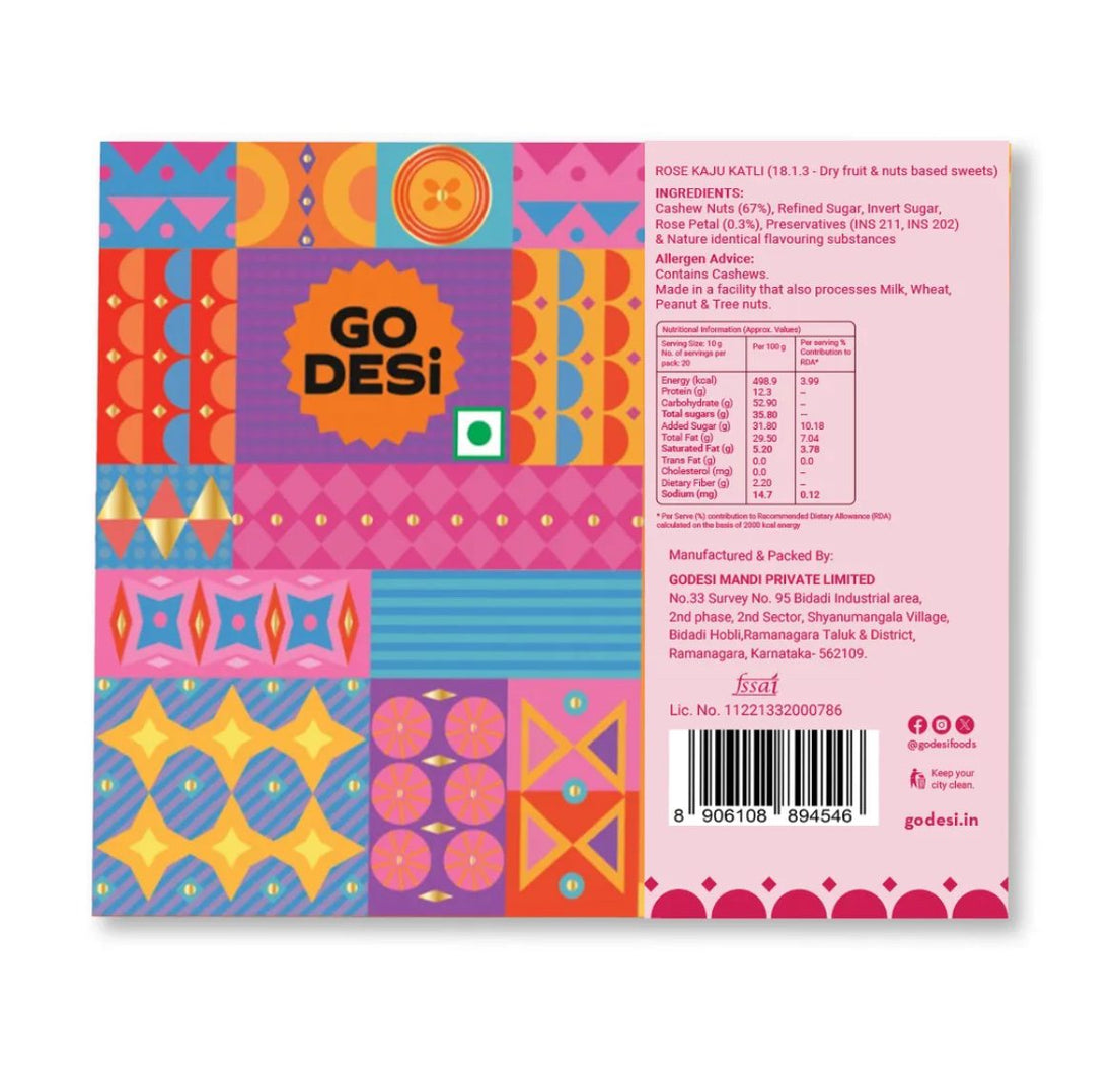 Go Desi Rose Kaju Katli - 200G