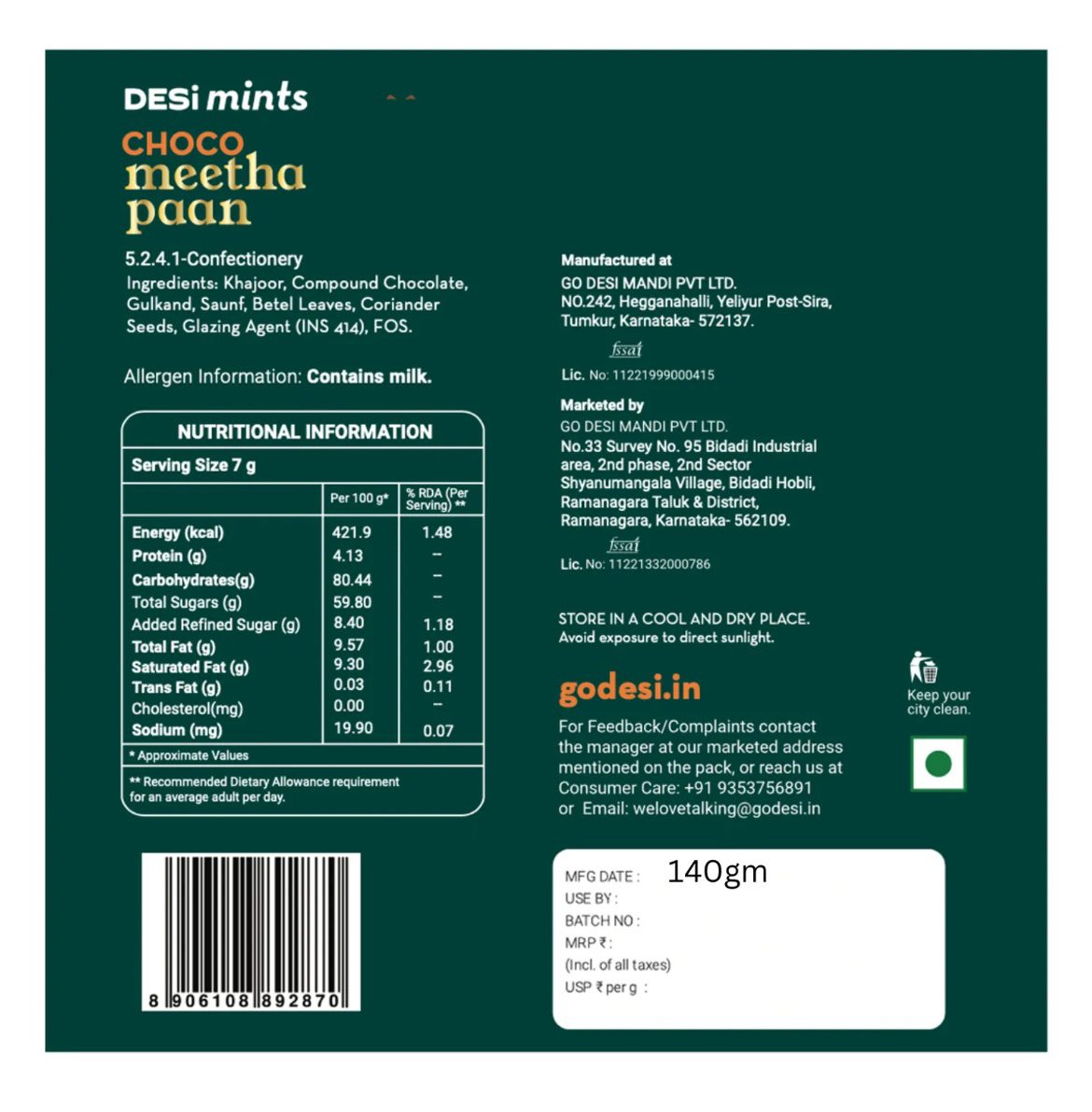 Go Desi Meetha Paan Box  -140G