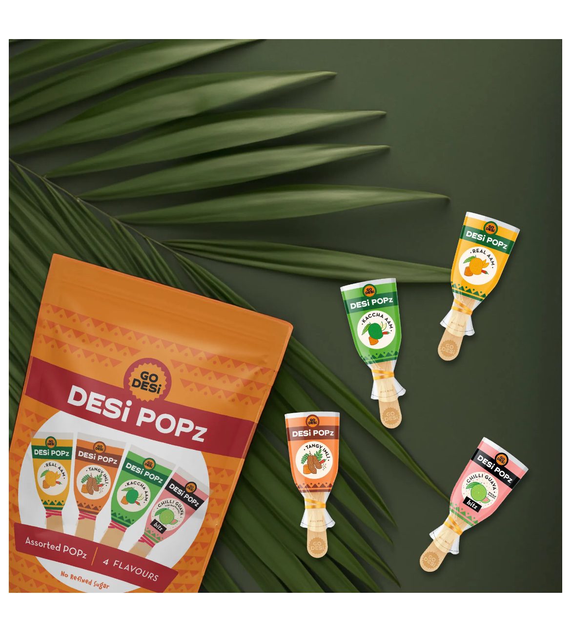 Go Desi Assorted candy 20 pcs , Tangy imli , Kacha Aam , Chilli Guava - No Refined Sugar