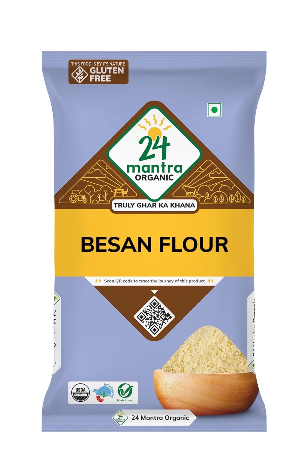 24 Mantra Organic Besan/Gram Flour/Besan Pindi - 500gms