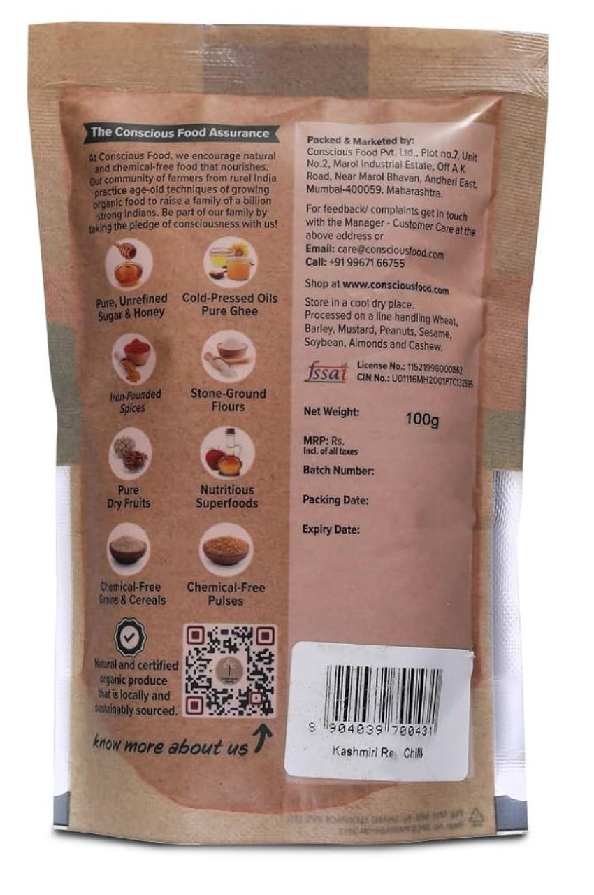 Conscious Food Kashmiri Red Chilli Powder |200g| 100% Natural