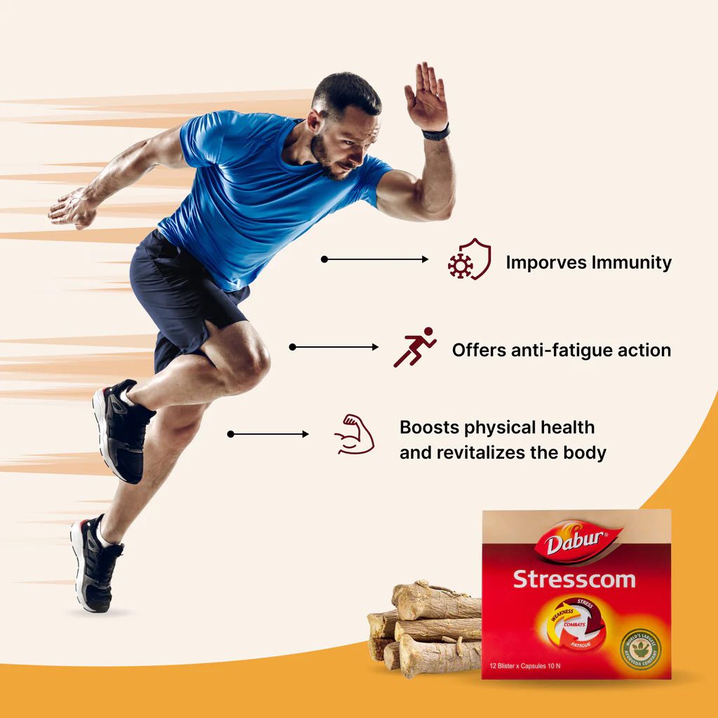 Dabur Stresscom Ashwagandha 12 strips x 10 Capsules