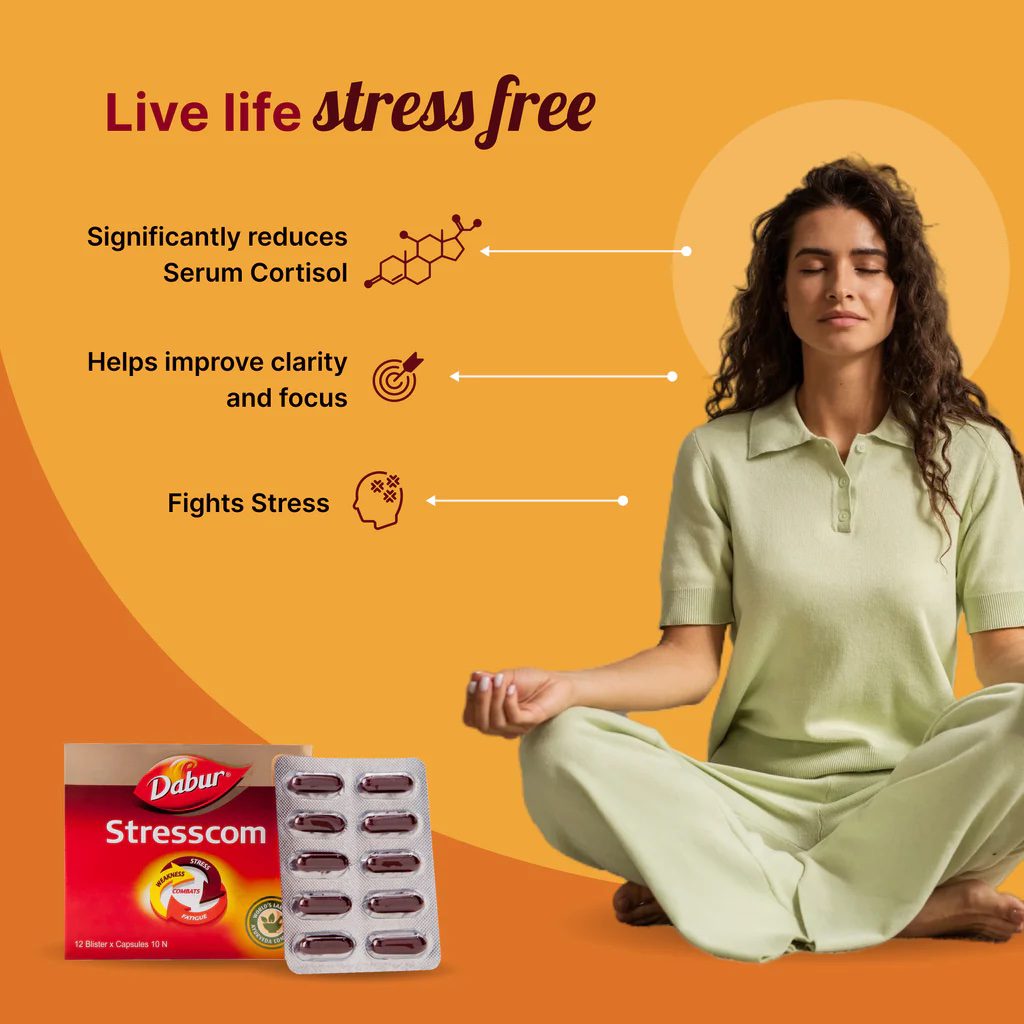 Dabur Stresscom Ashwagandha 12 strips x 10 Capsules