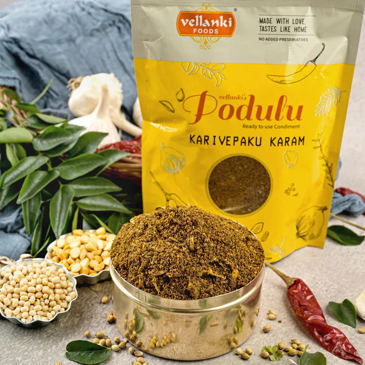 Karivepaku Karam Podi(Curry Leaves Powder)- With Garlic