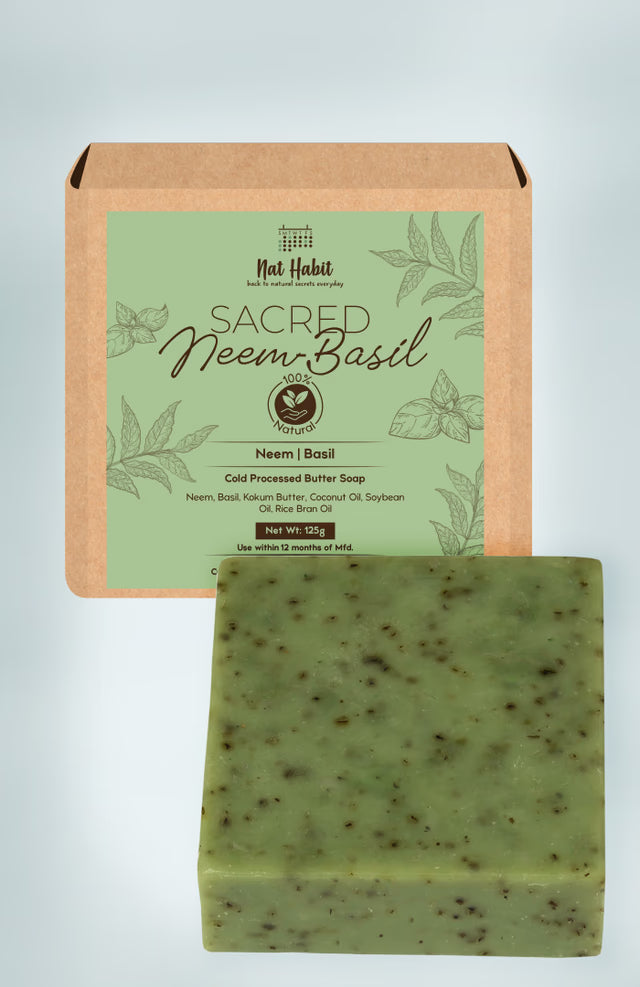 Nat Habit Cold Processed Sacred Neem-Basil Soap - 125 Grams