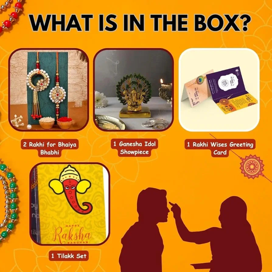 CraftVatika Metal Rakhi Gift Combo Brother Bhaiya and Bhabhi - 1
