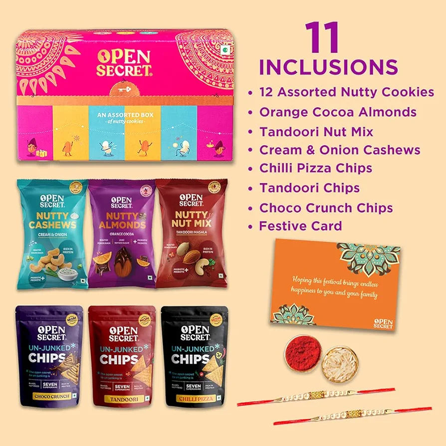 Open Secret Rakhi Set for Brother-Combo of 11
