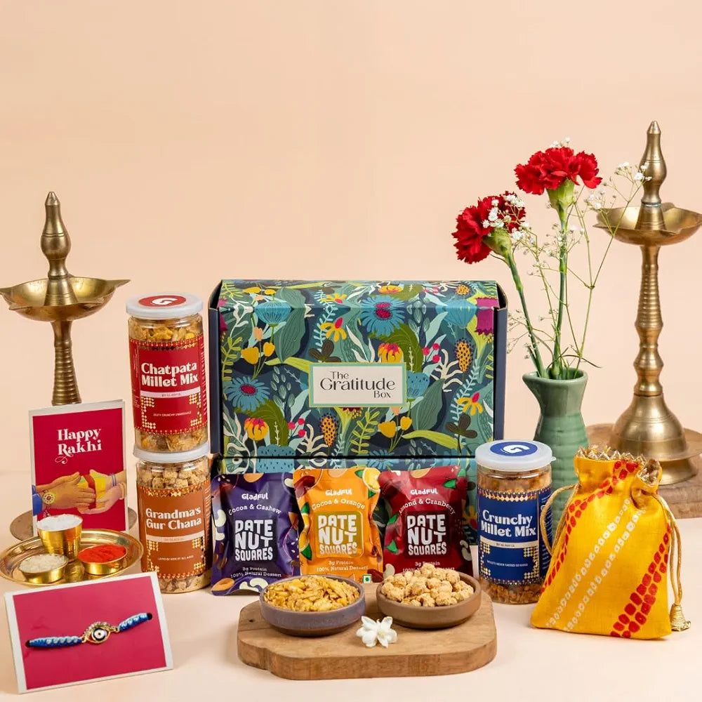 Gladful 10-in-1 Healthy Rakhi Gift Box for Brother