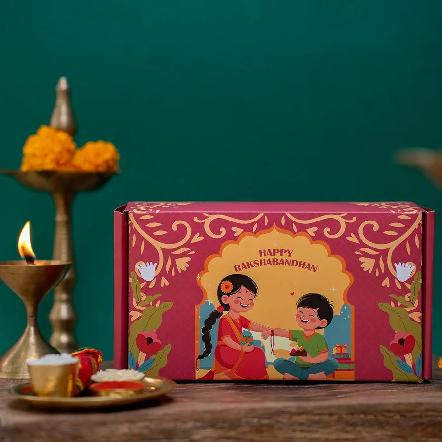 Gladful Dil ka Dhaaga Rakhi Gift Box for Brother – 9 Items