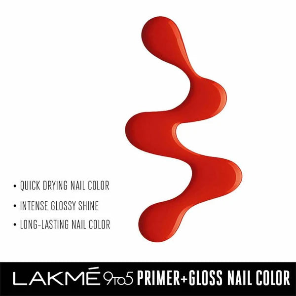 Lakme 9 To 5 Primer + Gloss Nail Colour – Cherry Red