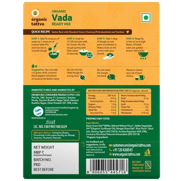 Organic Tattva  Vada Ready Mix -200 gm