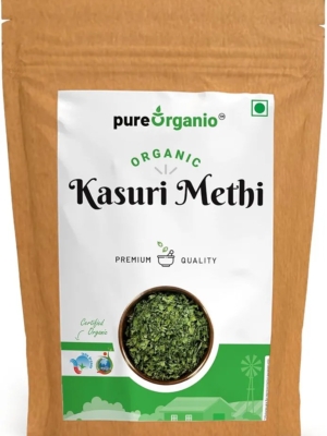 Pure Organio Kasuri Methi Leaves Organic Dried Fenugreek Leaves Natural Spice for Unique Flavor to Indian Dishes (100 Gm)