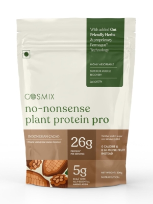 Cosmix No-Nonsense Plant Protein Pro | 26g Protein/Serve | Indonesian Cacao - 500 G