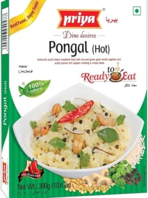 Priya Authentic Ready to Eat Pongal (Hot) - 300g (Pack of 2) -I Total 600gm I