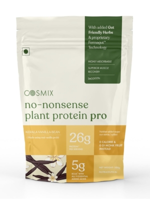 Cosmix No-Nonsense Plant Protein Pro | 26g Protein/Serve | Kerala Vanilla Bean - 1 Kg