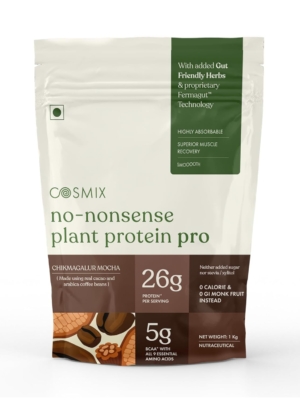 Cosmix No-Nonsense Plant Protein Pro | 26g Protein/Serve | Chikmagalur Mocha - 500G