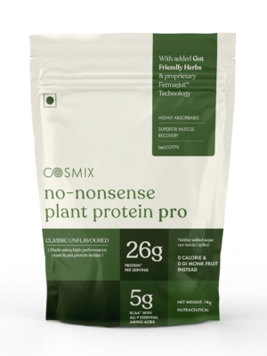 Cosmix No-Nonsense Plant Protein Pro | 26g Protein/Serve | Classic Unflavoured - 500 G