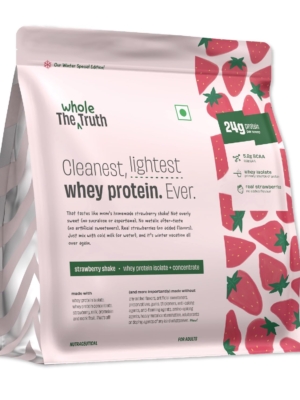 The Whole Truth Whey Protein Isolate+Concentrate | Strawberry Shake 1 kg