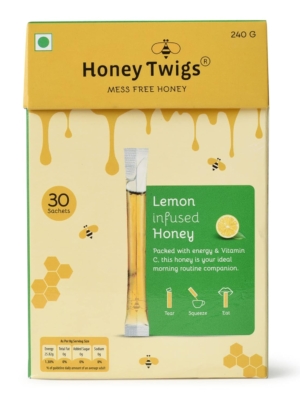 Honey Twigs Lemon Honey | 100% Natural&Pure Honey, 240gms (30 Single Sachets)