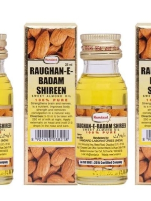 Hamdard RAUGHAN-E-BADAM SHIREEN Sweet Cold Pressed 100% Pure and Natural Almond Oil- 25ml (pack of 3)